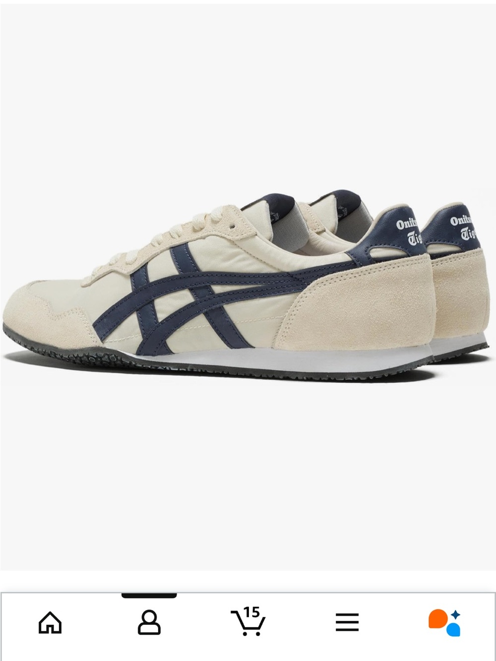 Onitsuka Tiger by Asics Women’s Serrano Slip-On Sneakers in Birch and Peacoat - Picture 4 of 14